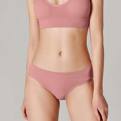 Solid Rib-knit Panty