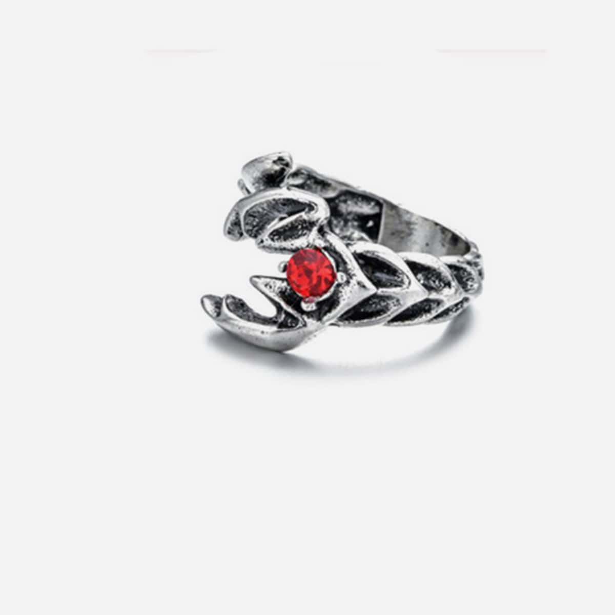 

Guys Rhinestone Decor Ring, Antique silver