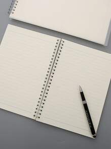 1pc Spiral Notebook With Elastic Band - White - View 2