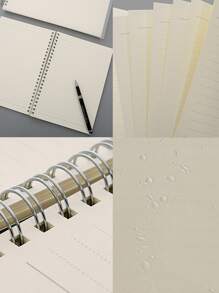 1pc Spiral Notebook With Elastic Band - White - View 3