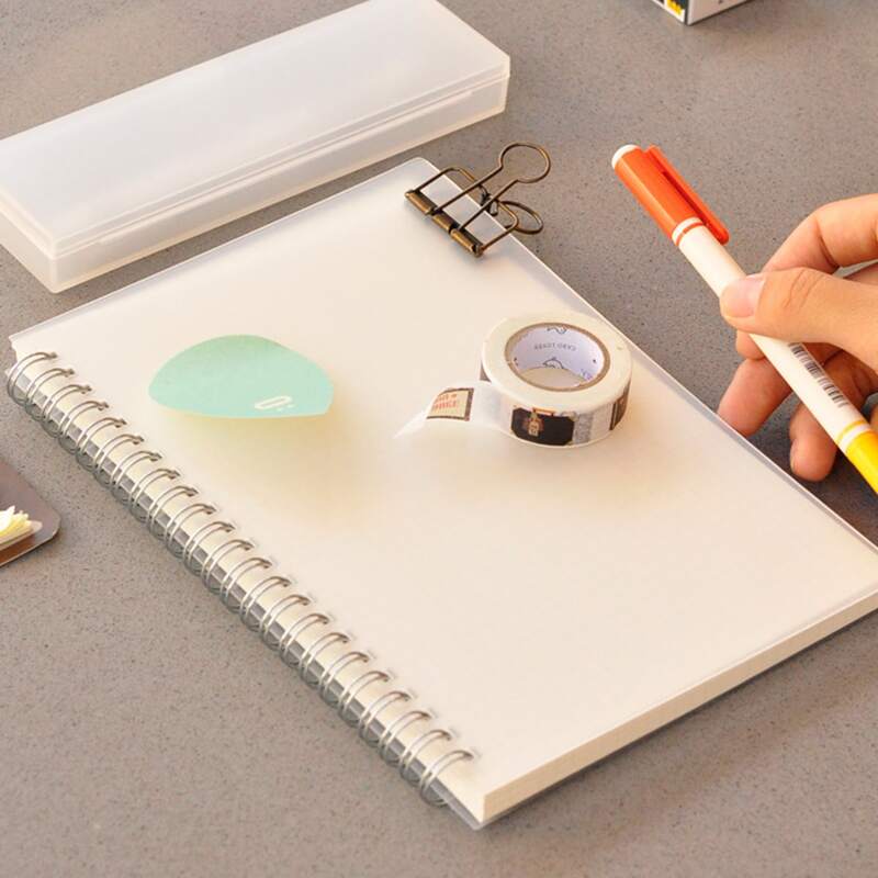 

1pc Spiral Notebook With Elastic Band, White