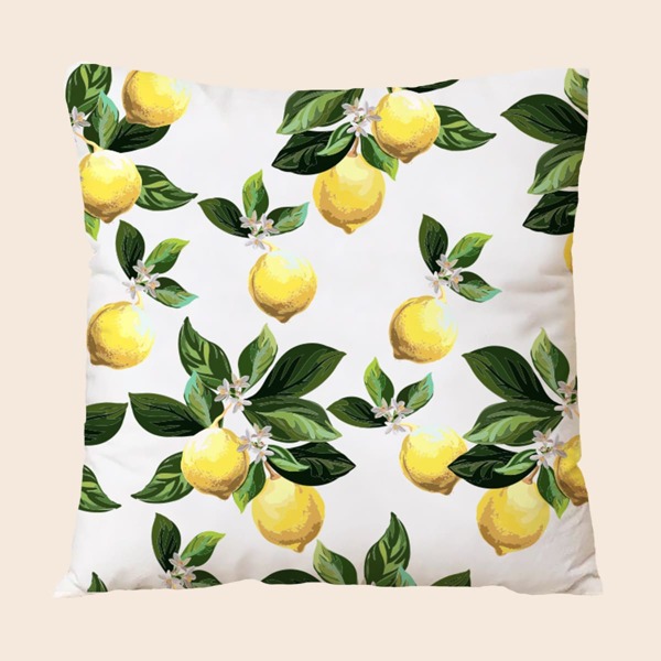 

Lemon Print Cushion Cover Without Filler, Multicolor