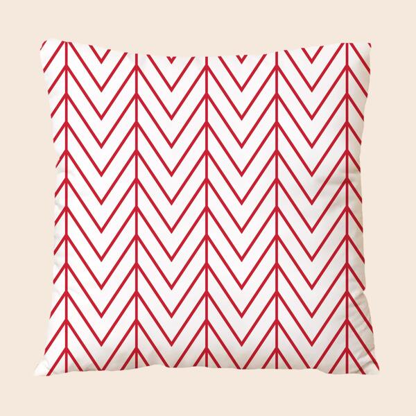 

Chevron Pattern Cushion Cover Without Filler, Red and white