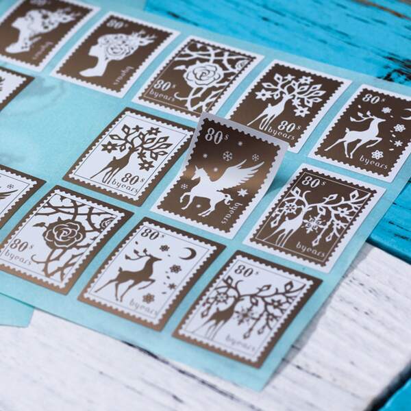 

4sheets Stamp Design Random Sticker, Multicolor
