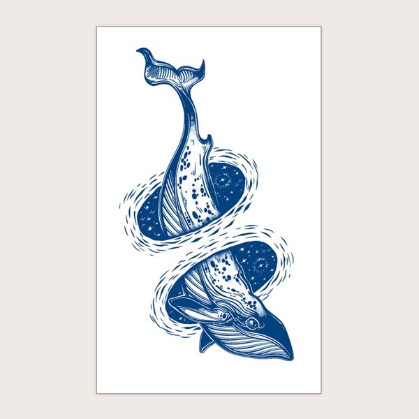 

1sheet Cartoon Whale Tattoo Sticker, Blue
