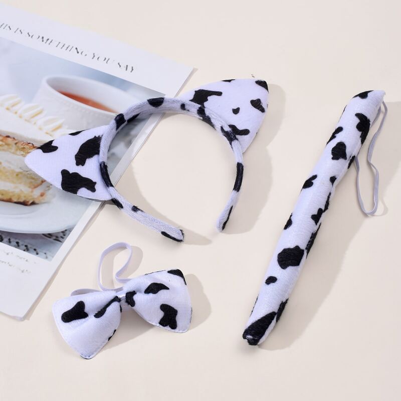 

1pc Cow Headband & 2pcs Hair Tie, Multicolor