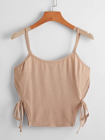 Cami de canalé con cordón lateral unicolor