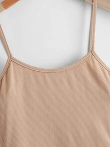 Áo khoác và áo lót dành cho xe tăng nữ Thắt nút Gân đan màu trơn Giải trí - Màu be - Xem 3