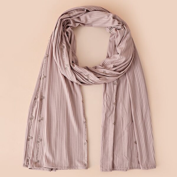 

Rhinestone Decor Solid Scarf, Dusty pink