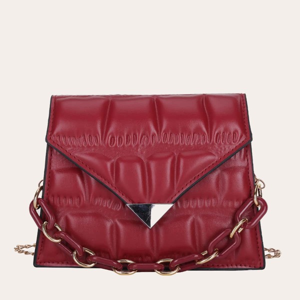 

Chain Handle Satchel Bag, Red