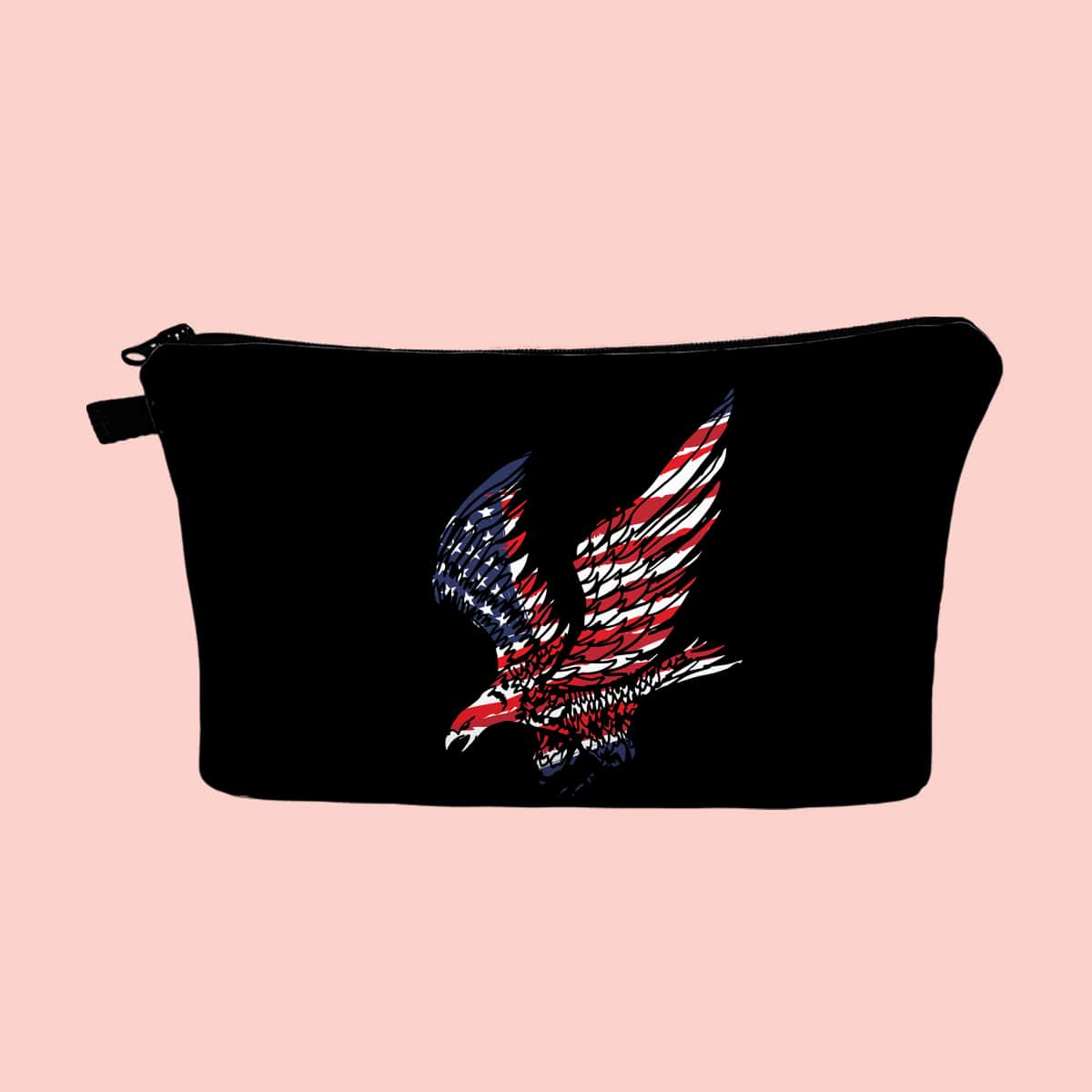 

Eagle Pattern Zipper Makeup Bag, Black