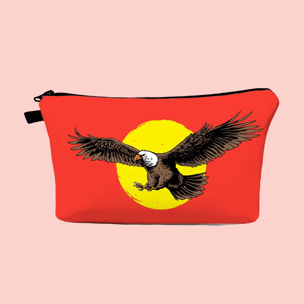 

Eagle Pattern Zipper Makeup Bag, Red