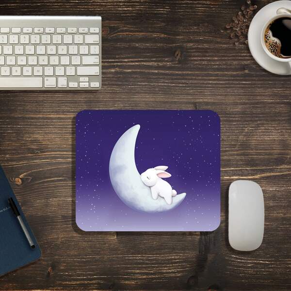 

Rabbit & Moon Mouse Pad, Purple
