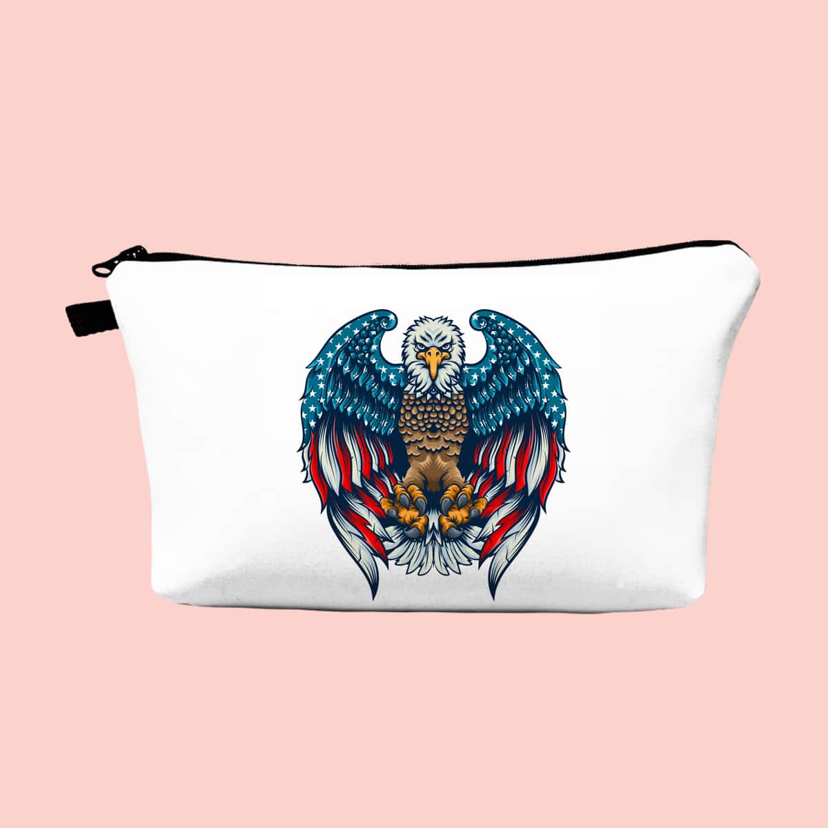 

Eagle Pattern Zipper Makeup Bag, White