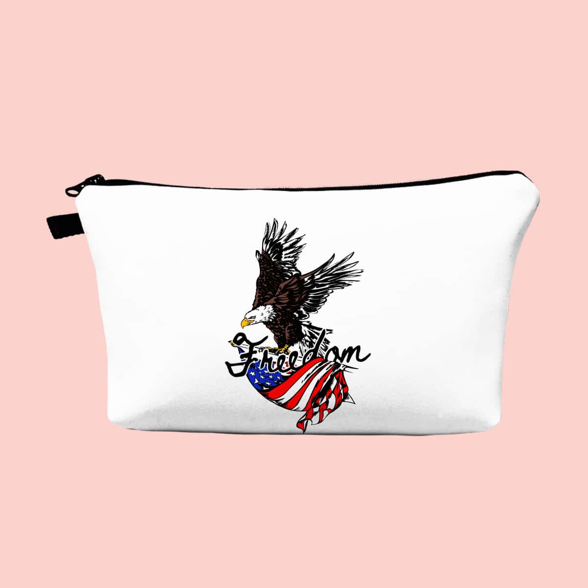

Eagle Pattern Zipper Makeup Bag, White