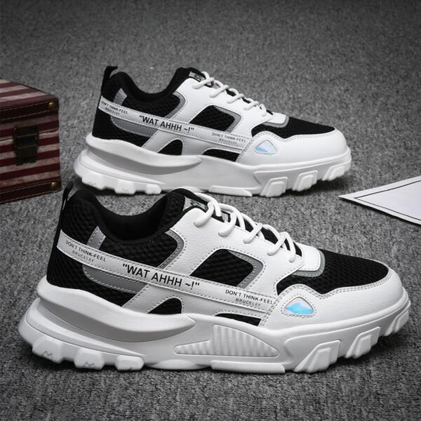 

Men Letter Graphic Sneakers, Black and white