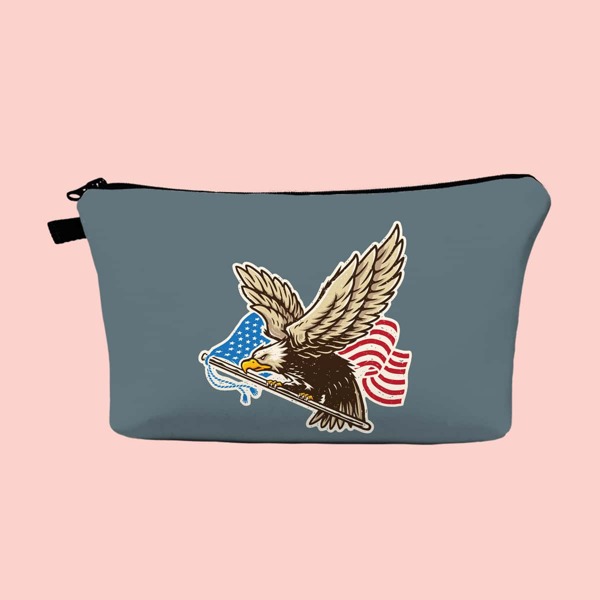 

Eagle Pattern Zipper Makeup Bag, Grey