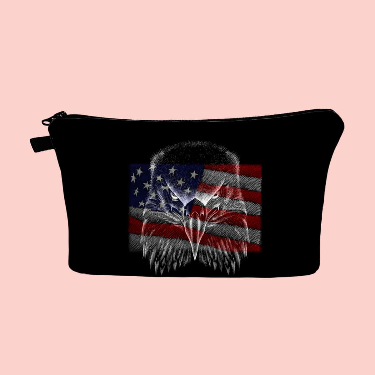 

Eagle Pattern Zipper Makeup Bag, Black
