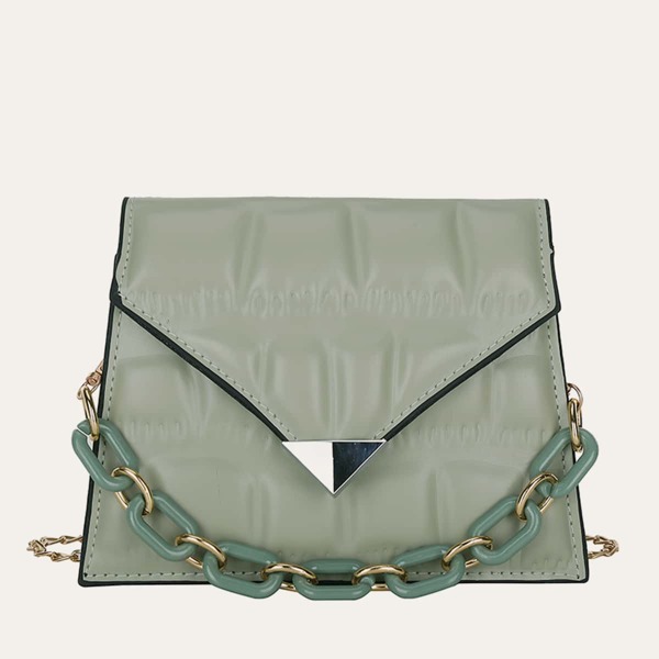

Chain Handle Satchel Bag, Green