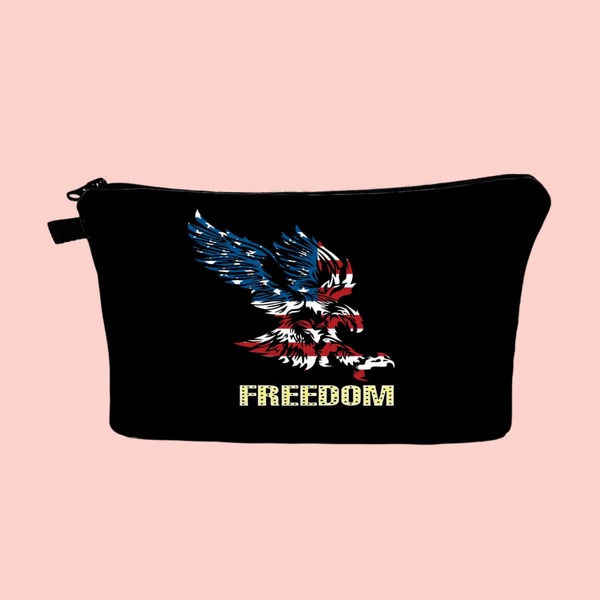 

Eagle Pattern Zipper Makeup Bag, Black