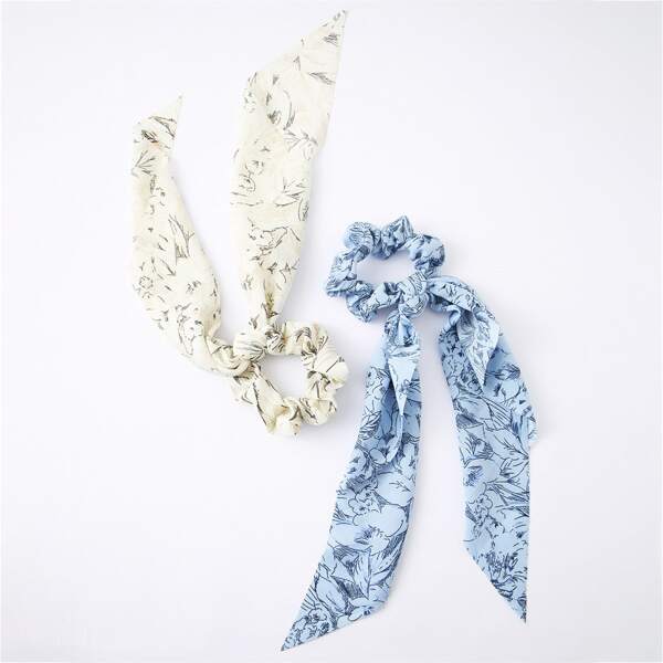 

2pcs Graphic Hair Tie, Multicolor