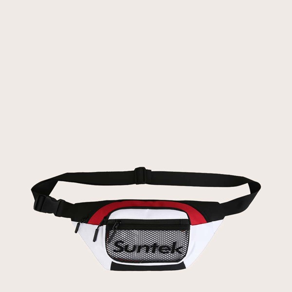

Men Letter Graphic Colorblock Fanny Pack, Multicolor