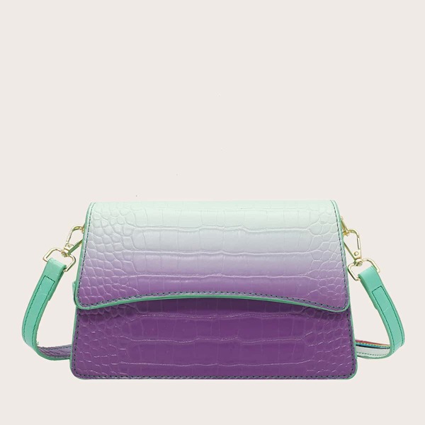 

Ombre Croc Embossed Crossbody Bag, Purple