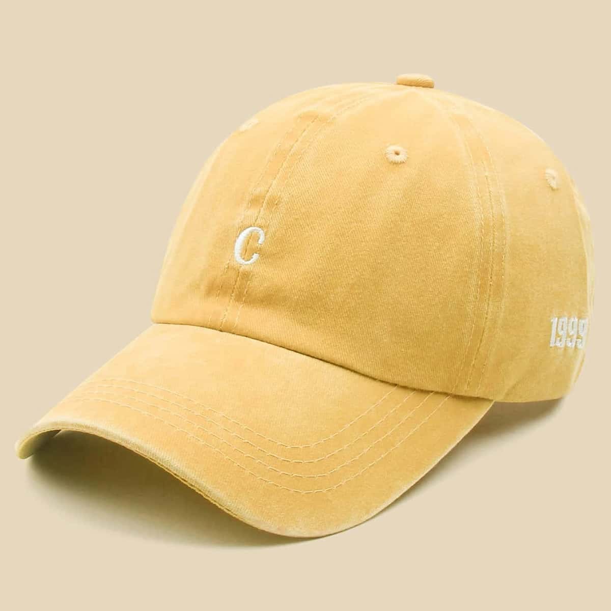 

Guys Letter Embroidery Baseball Cap, Yellow