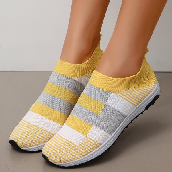 

Colorblock Knit Panel Running Shoes, Yellow