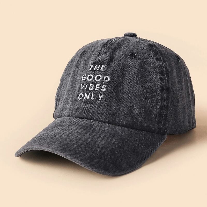 

Guys Slogan Embroidery Baseball Cap, Black
