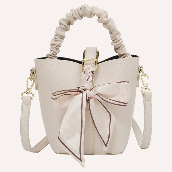 

Bow Decor Bucket Bag, Beige