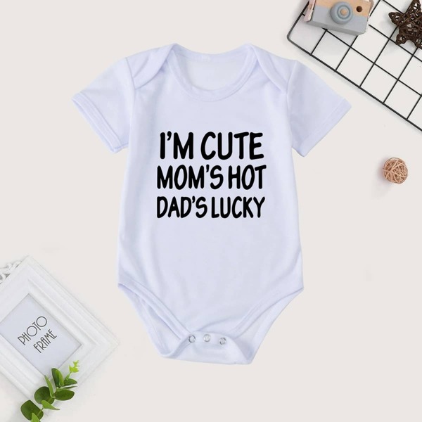 

Baby Girl Slogan Graphic Tee Bodysuit, White