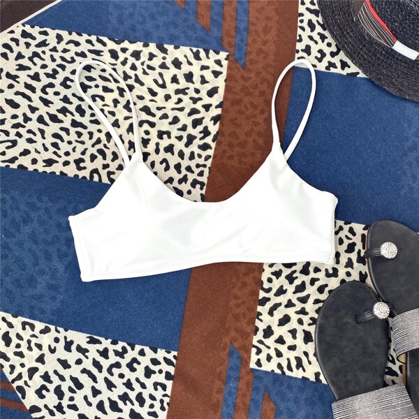 

Solid Cami Bikini Top, White