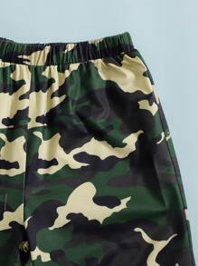 Girls 1pc Cami Top & 1pc Camo Pants & 1pc Mesh Hoodie