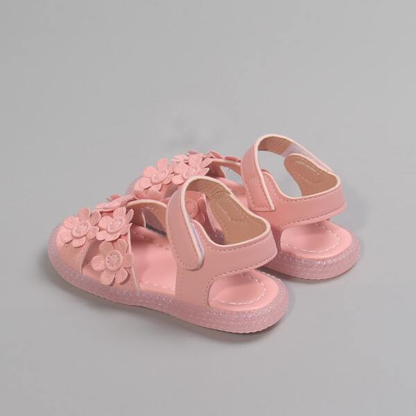 

Toddler Girls Floral Appliques Velcro Strap Sandals, Pink