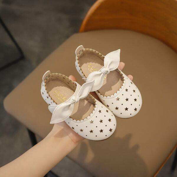 

Toddler Girls Bow Decor Hollow Out Flats, Beige