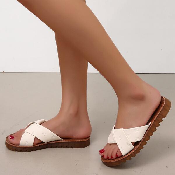 

Minimalist Slide Sandals, Beige