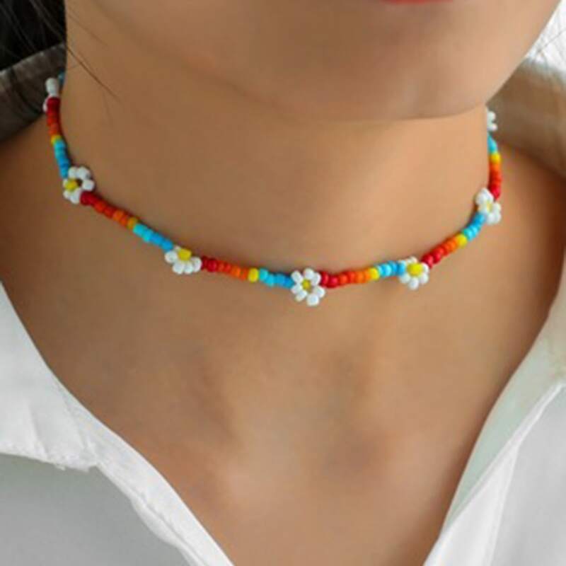 

Flower Beaded Necklace, Multicolor