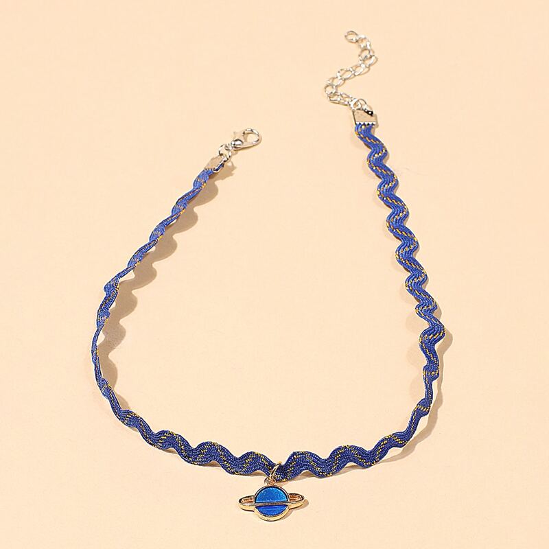 

Planet Pendant Necklace, Blue