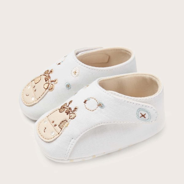 

Baby Girl Cartoon Appliques Velcro Strap Flats, White