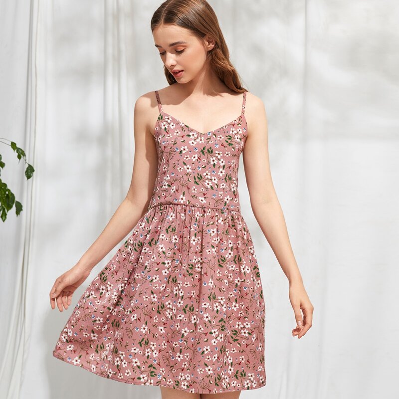 

Ditsy Floral Cami Dress, Dusty pink