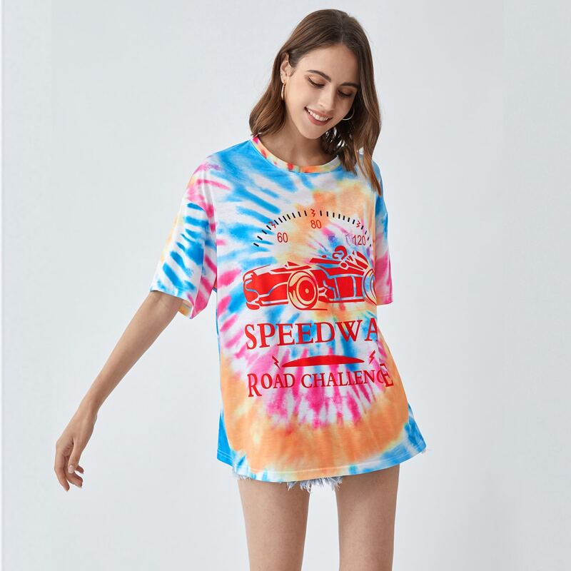 

Letter Car Graphic Tie Dye Tee, Multicolor
