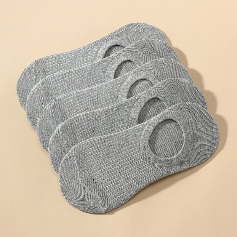 

5pairs Simple Invisible Socks, Grey