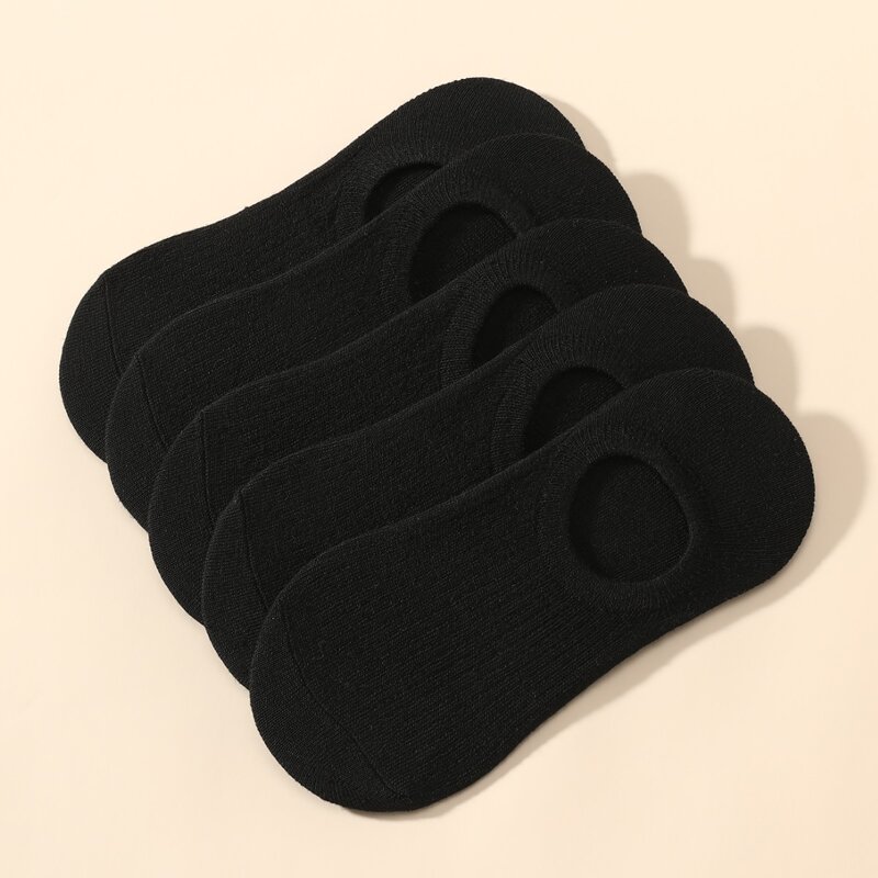 5pairs Simple Invisible Socks, Black