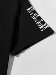 Manfinity Homme Hombres Camiseta con estampado de slogan - Negro - Ver 3