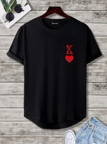 Manfinity LEGND 男士骷髏和播放卡圖案T恤 - 黑色 - 查看 2