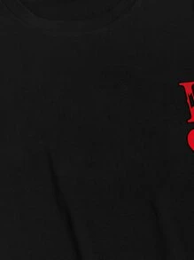 Manfinity LEGND 男士骷髏和播放卡圖案T恤 - 黑色 - 查看 4