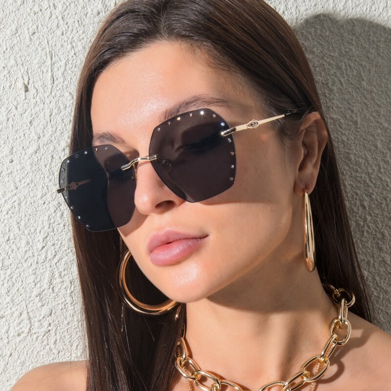 

Rhinestone Frame Sunglasses, Black
