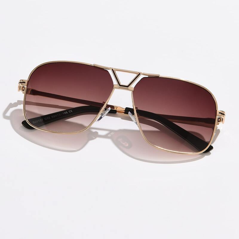 

Rimless Flat Top Sunglasses, Brown