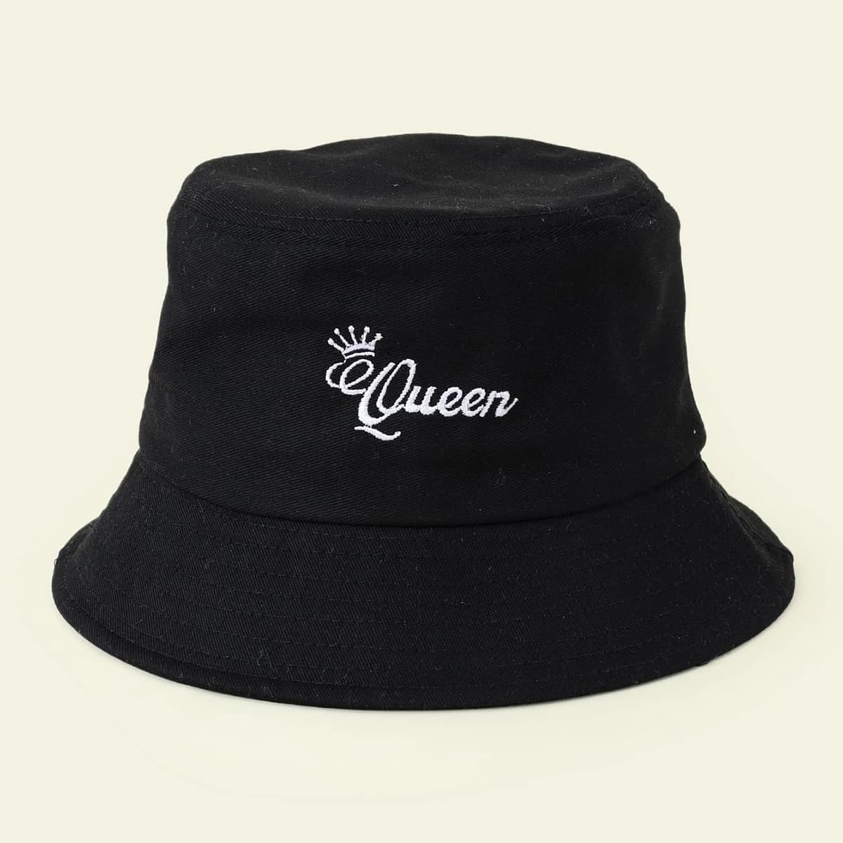 

Letter Embroidery Bucket Hat, Black